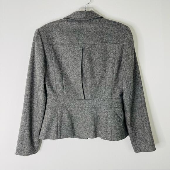 Vintage Ann Taylor grey black wool tweed button cropped preppy blazer small - Picture 6 of 6